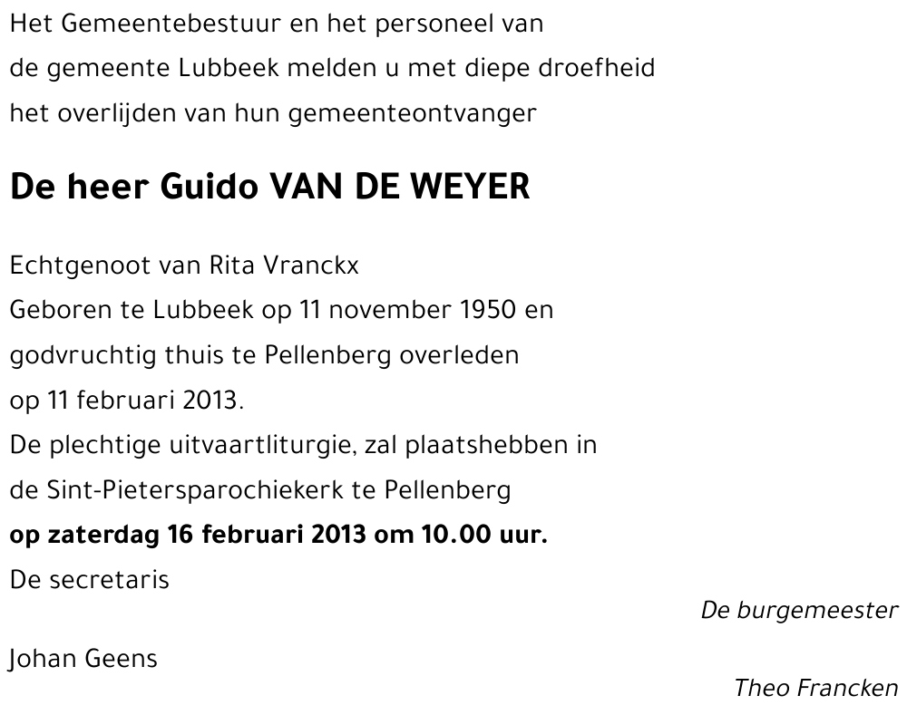 Guido VAN DE WEYER