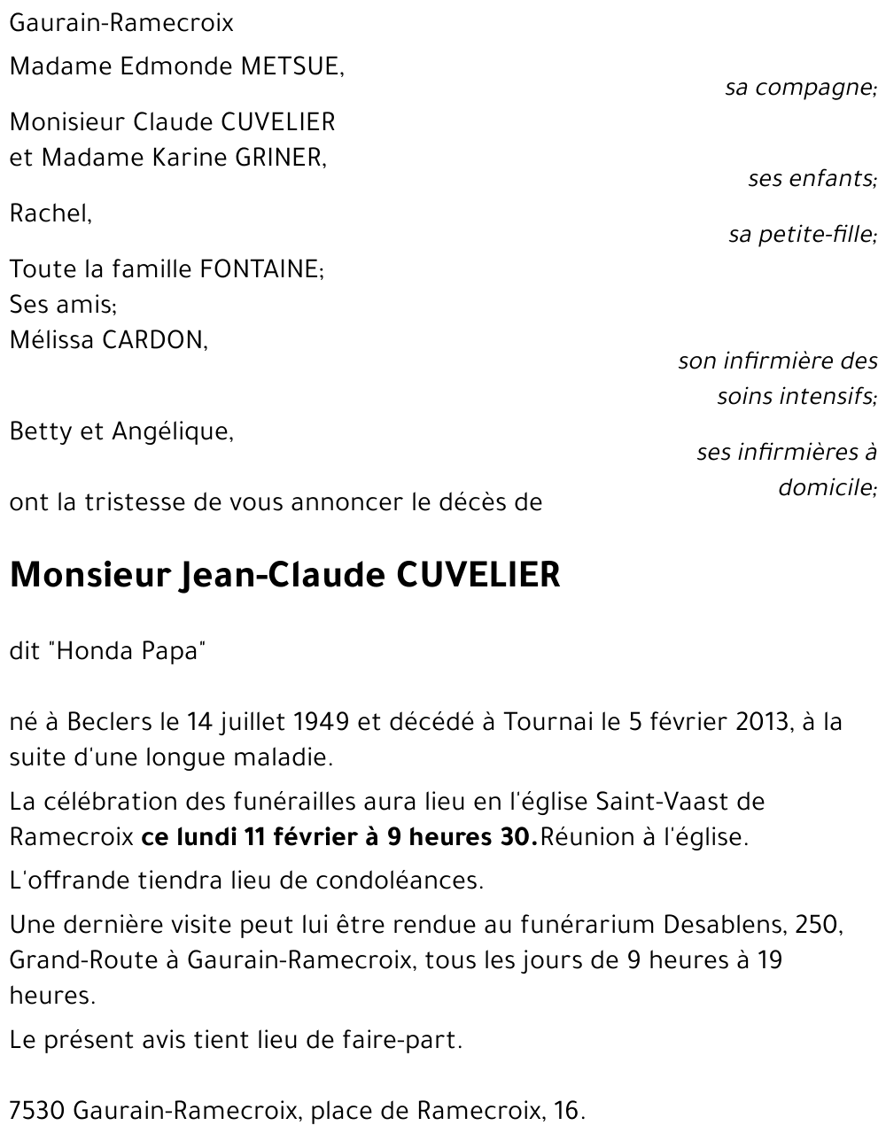 Jean-Claude CUVELIER