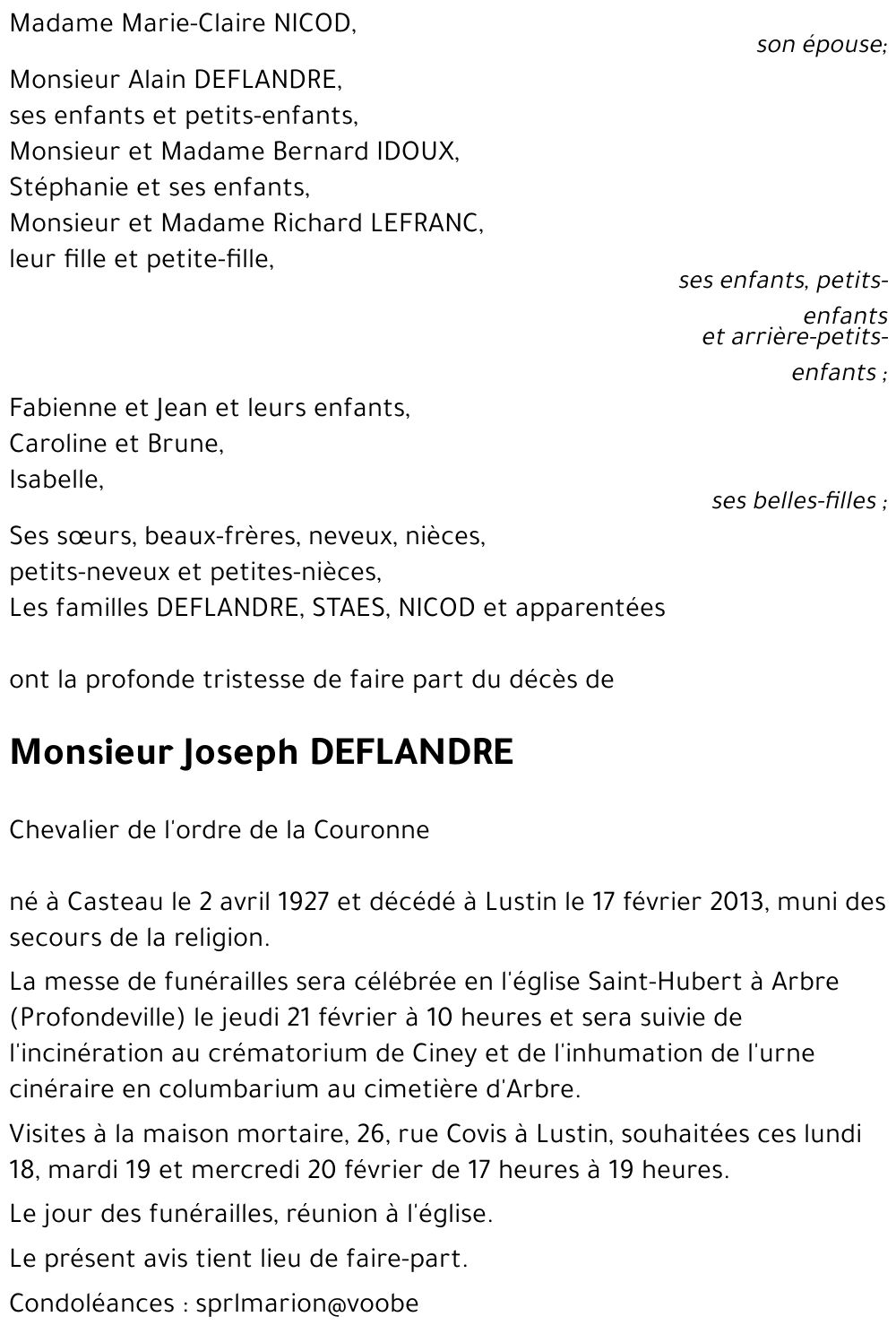 Joseph DEFLANDRE