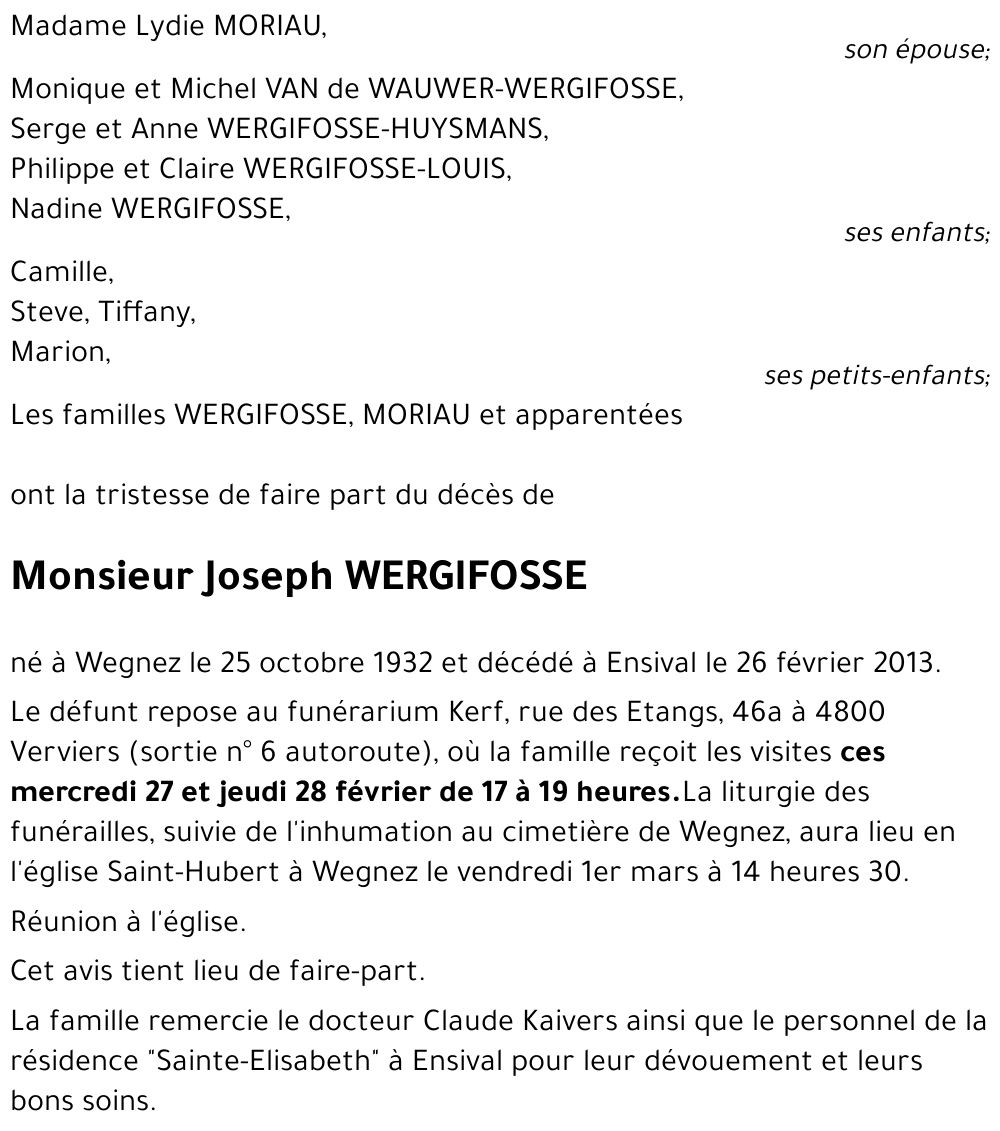 Joseph WERGIFOSSE