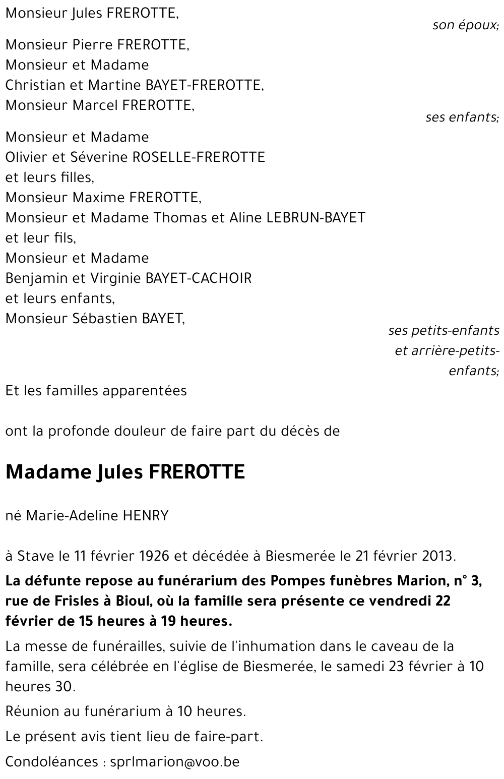 Jules FREROTTE