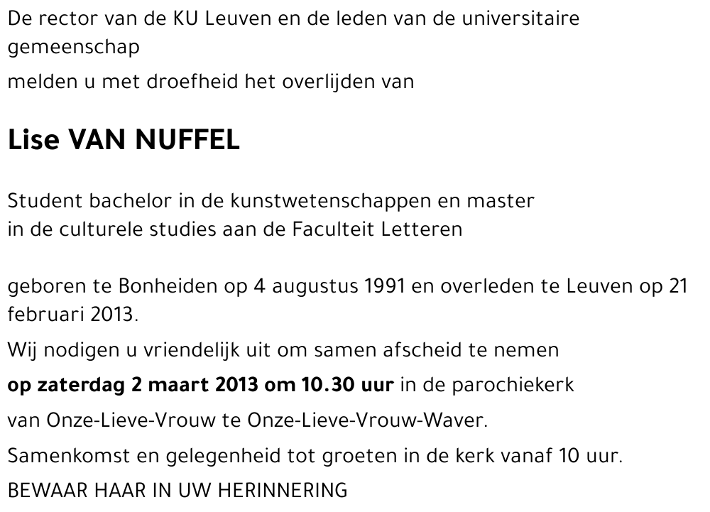 Lise VAN NUFFEL