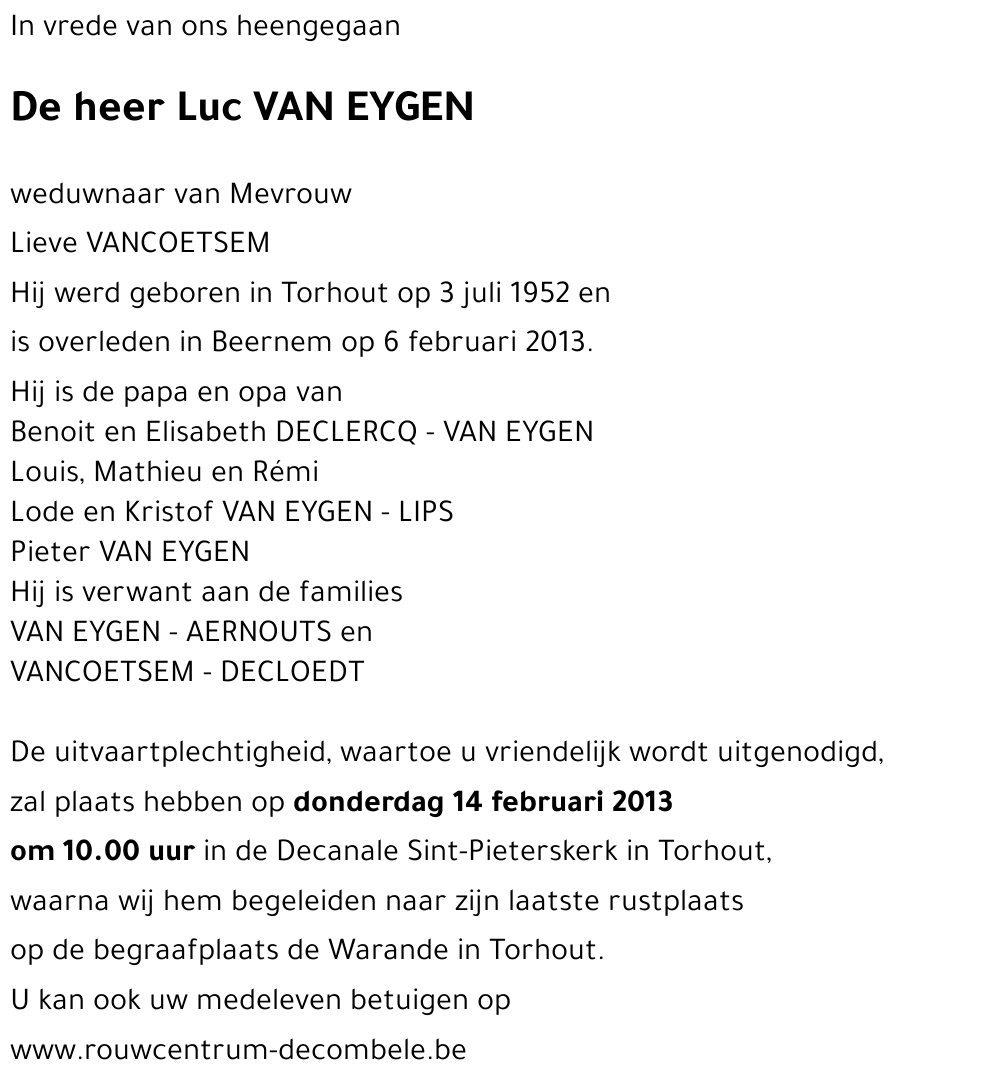 Luc VAN EYGEN