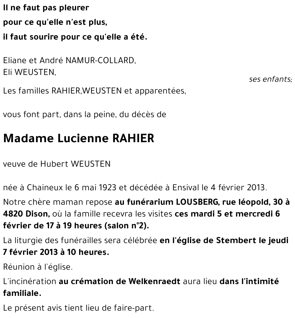 Lucienne RAHIER