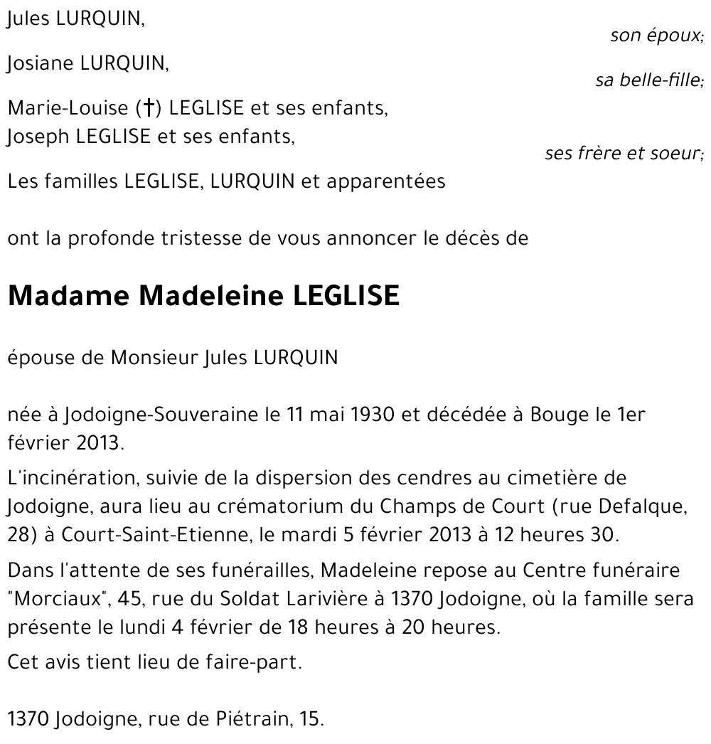 Madeleine LEGLISE