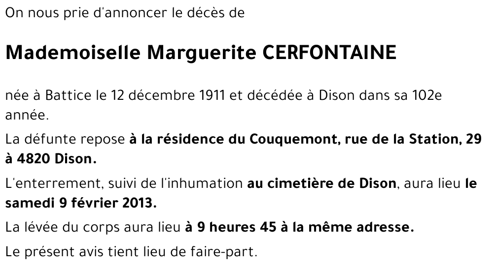 Marguerite CERFONTAINE