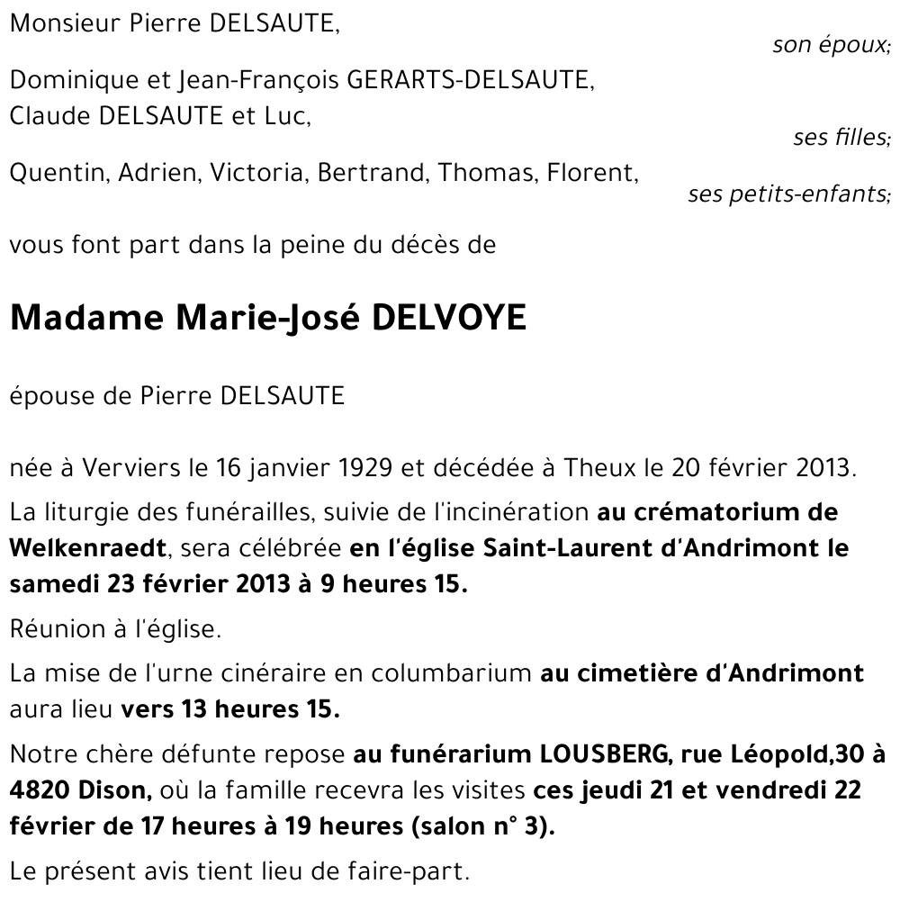 Marie-José DELVOYE