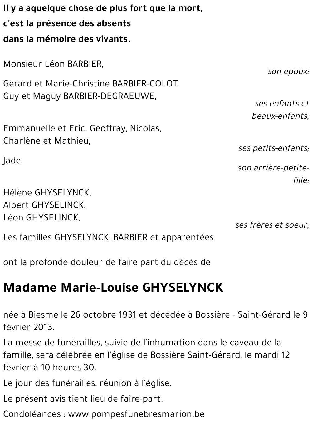 Marie-Louise GHYSELYNCK