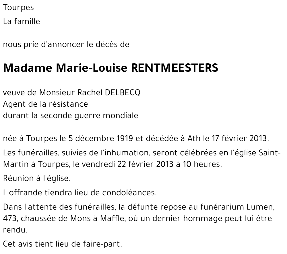 Marie-Louise RENTMEESTERS