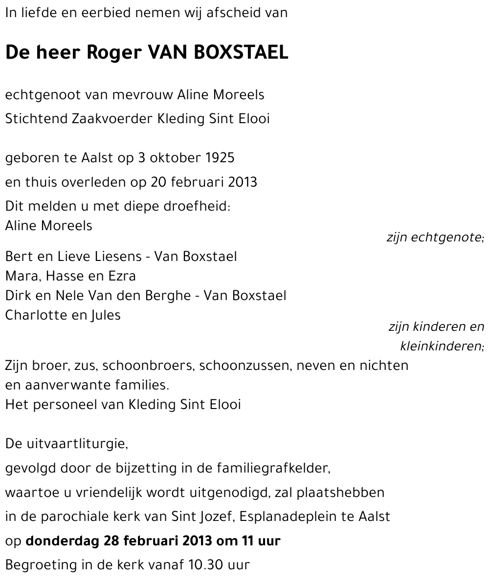 Roger VAN BOXSTAEL