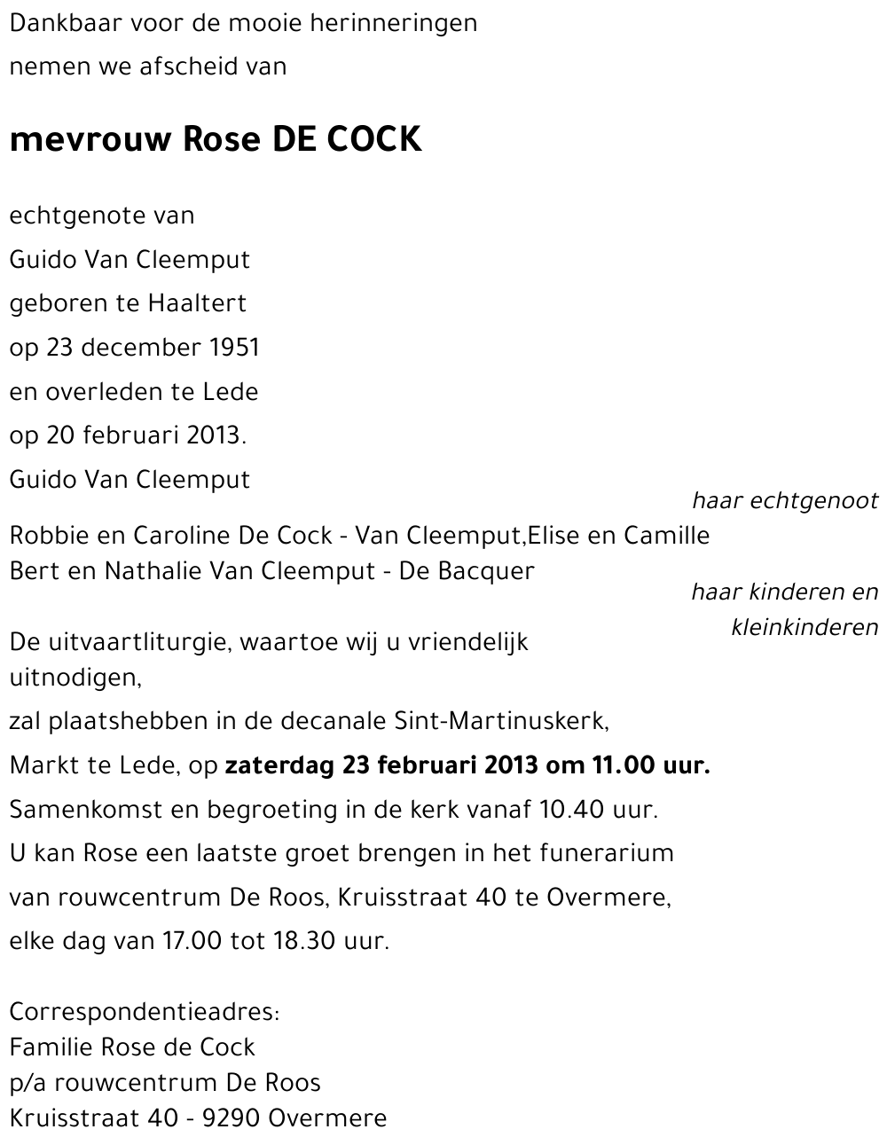 Rose DE COCK