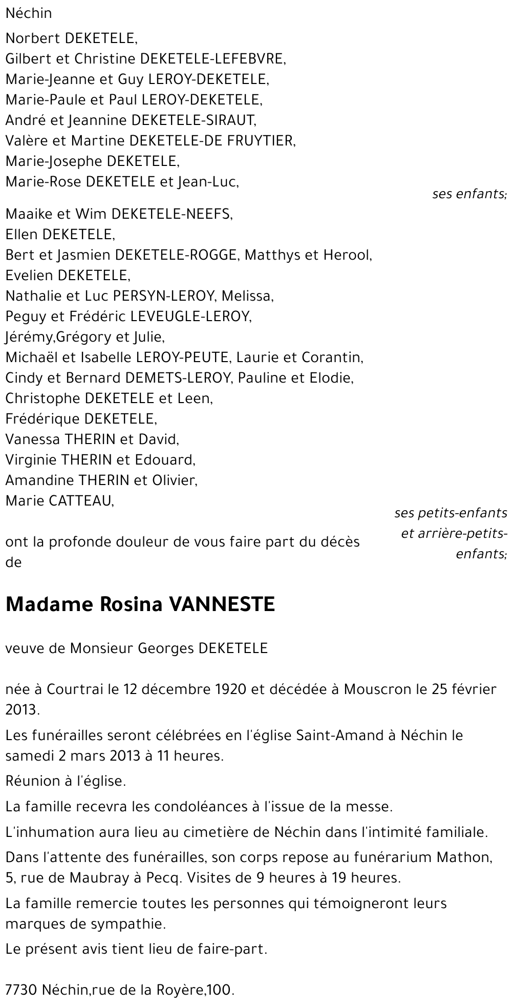 Rosina VANNESTE