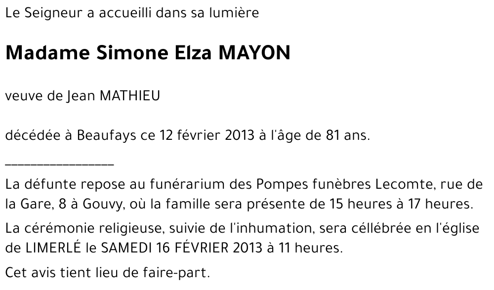 Simone Elza MAYON