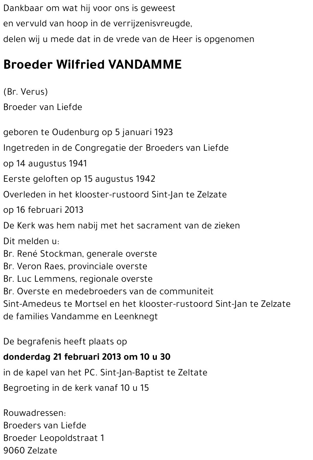 Wilfried VANDAMME