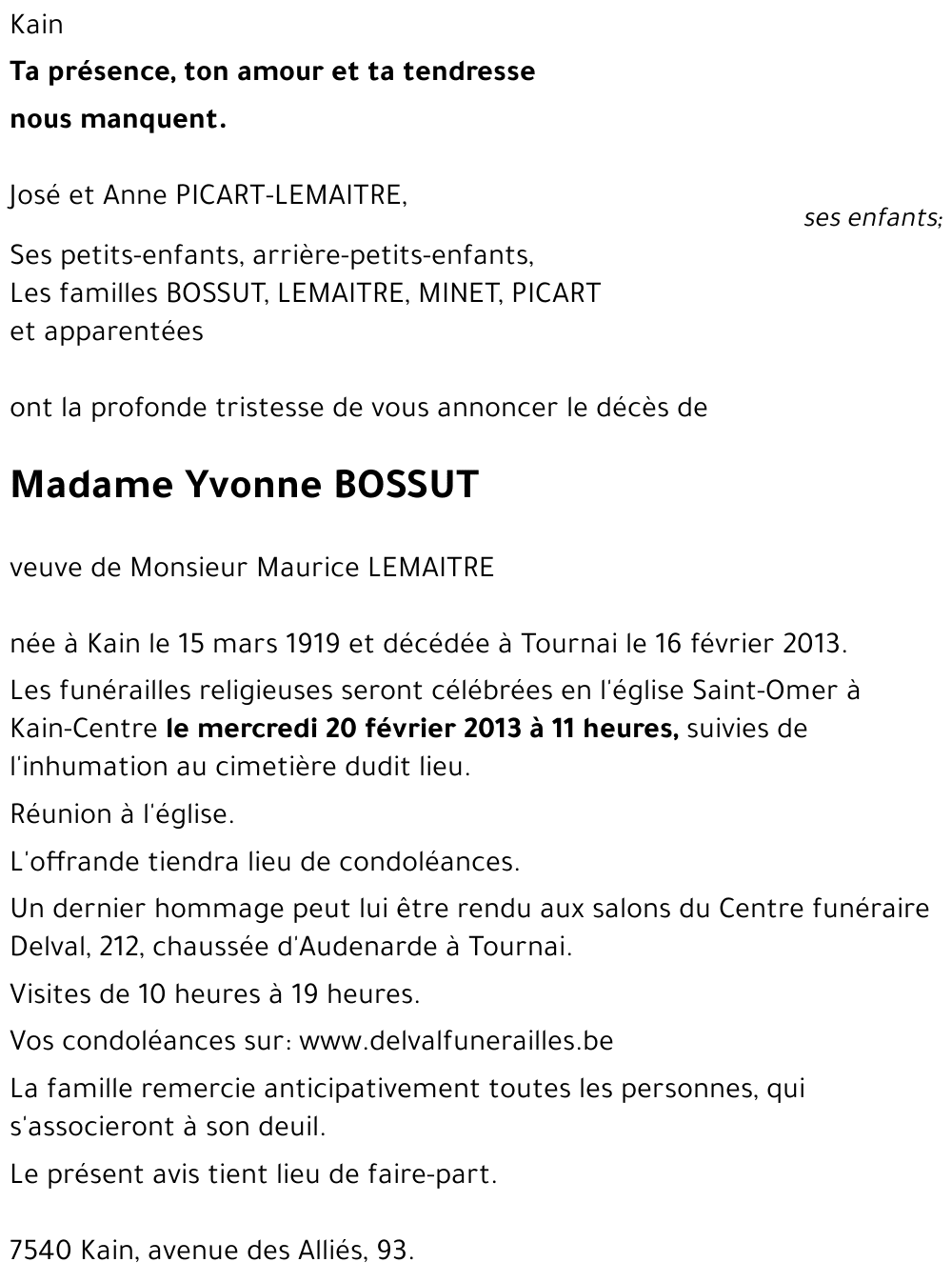 Yvonne BOSSUT