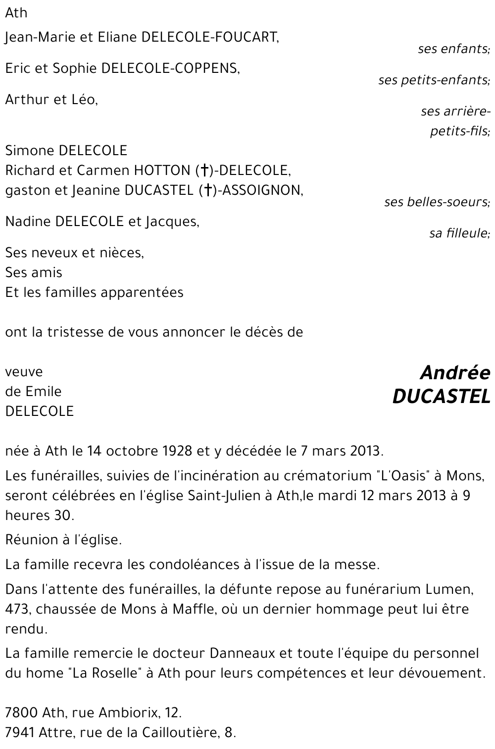 ANDREE DUCASTEL