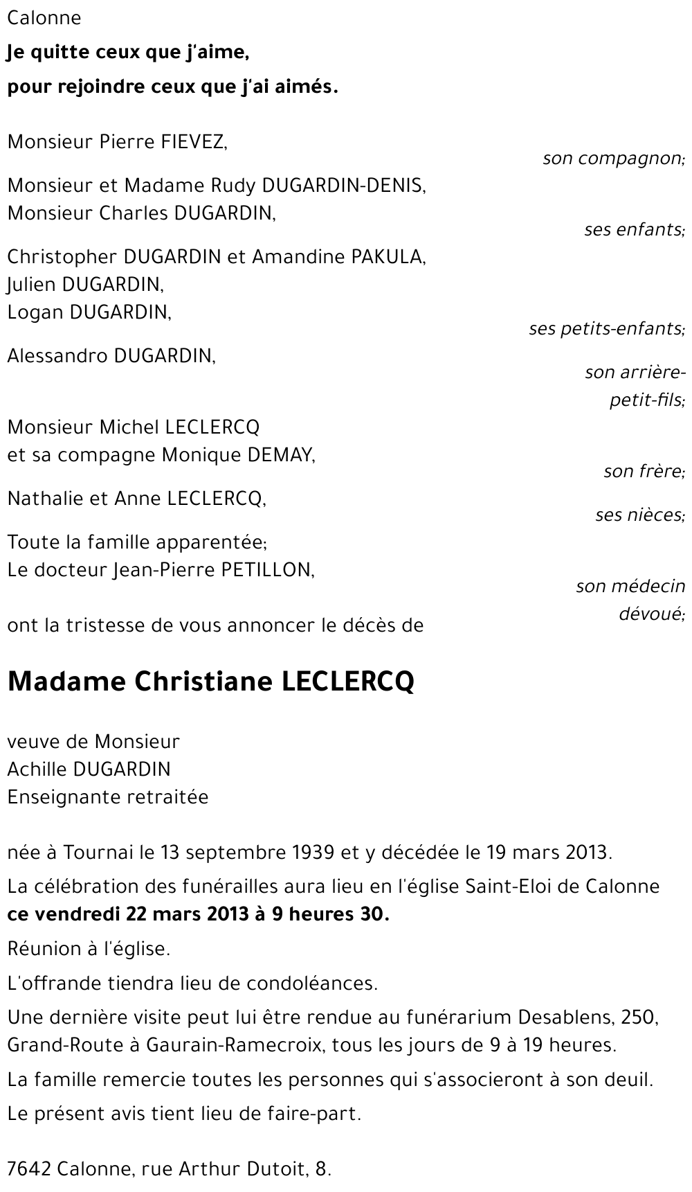 Christiane LECLERCQ