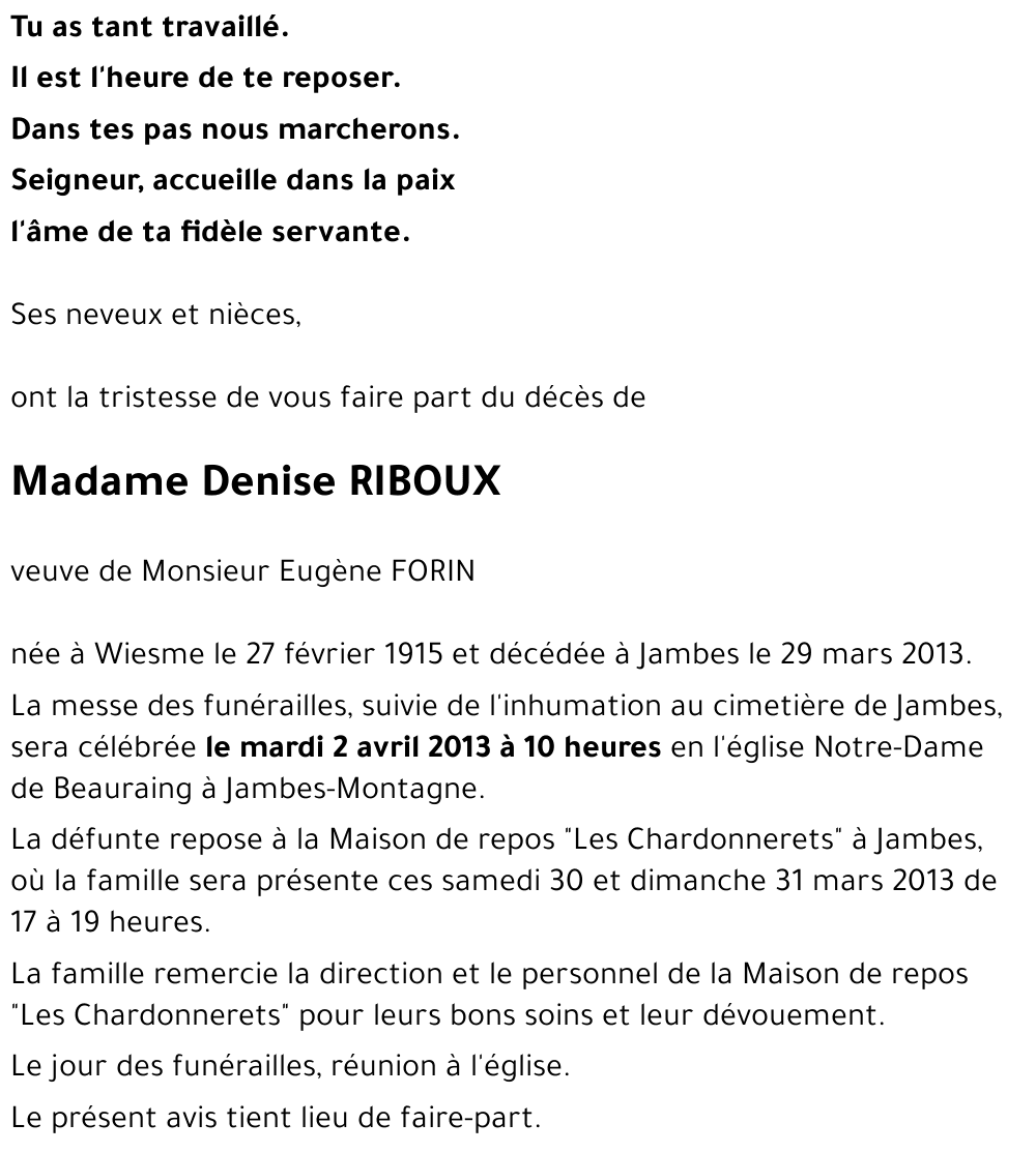 Denise RIBOUX