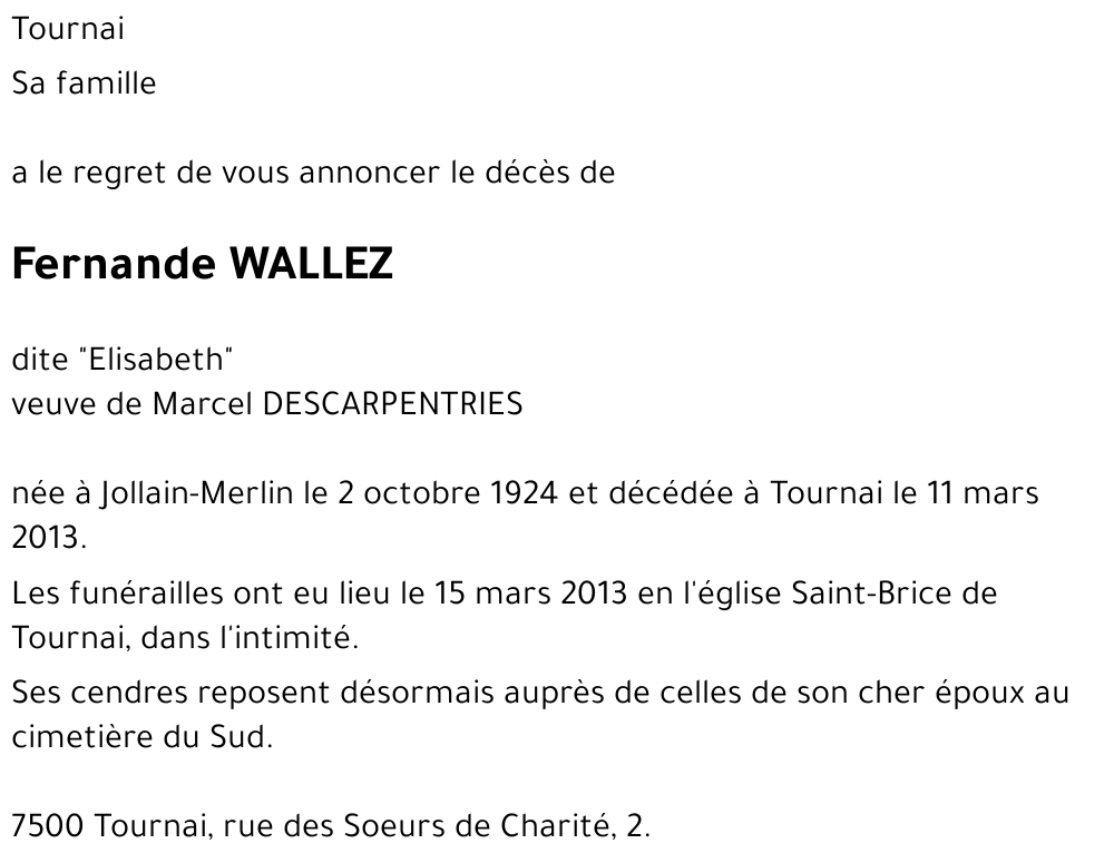 Fernande WALLEZ