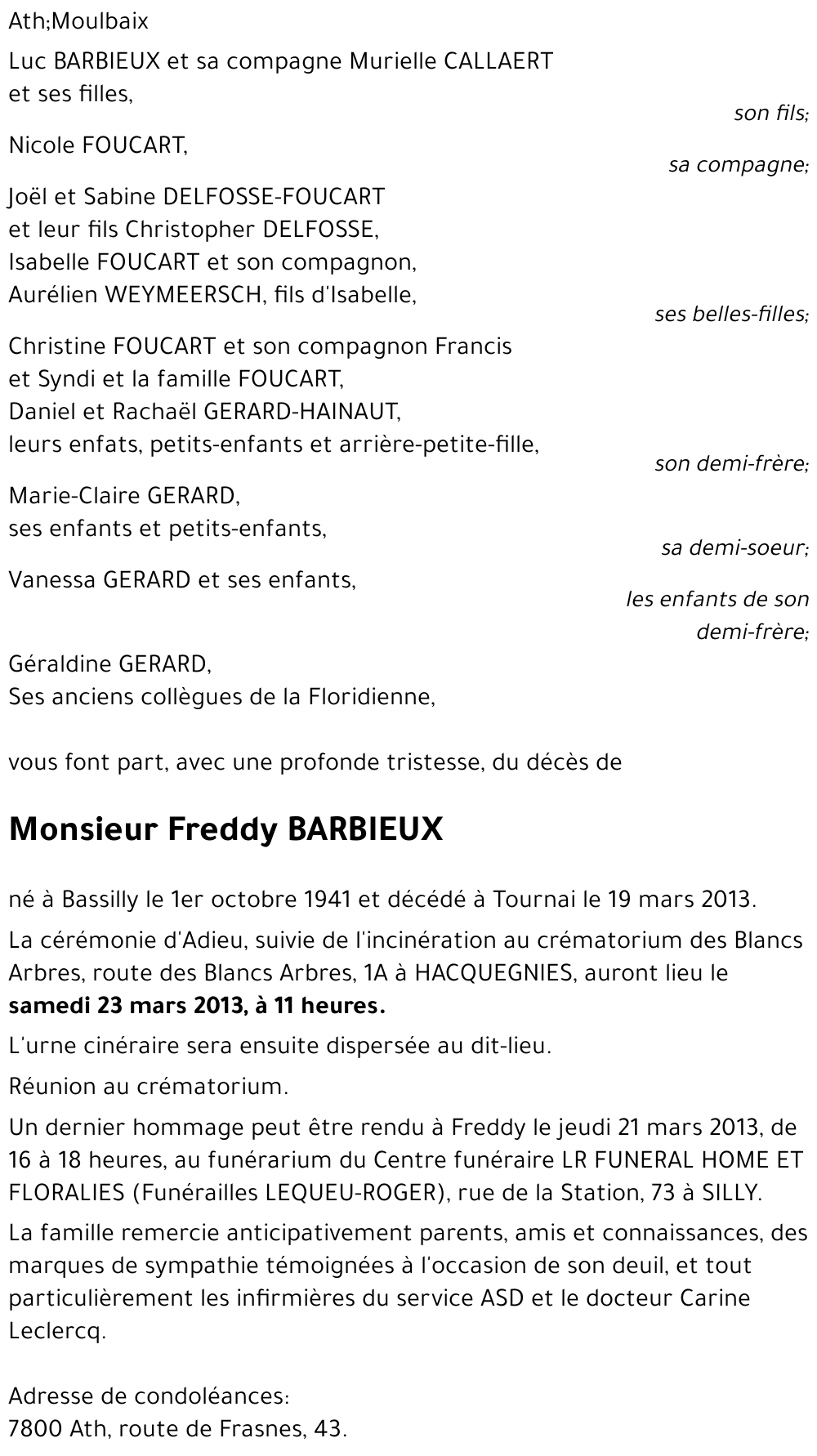 Freddy BARBIEUX