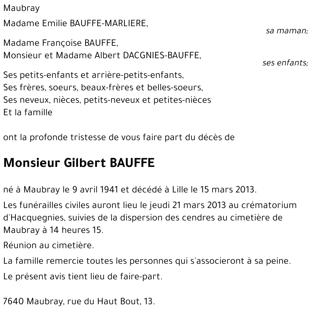 Gilbert BAUFFE