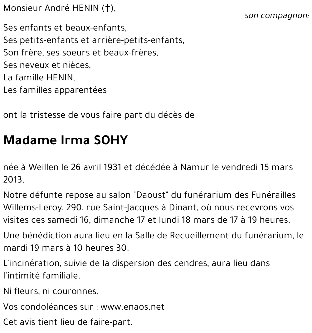 Irma SOHY