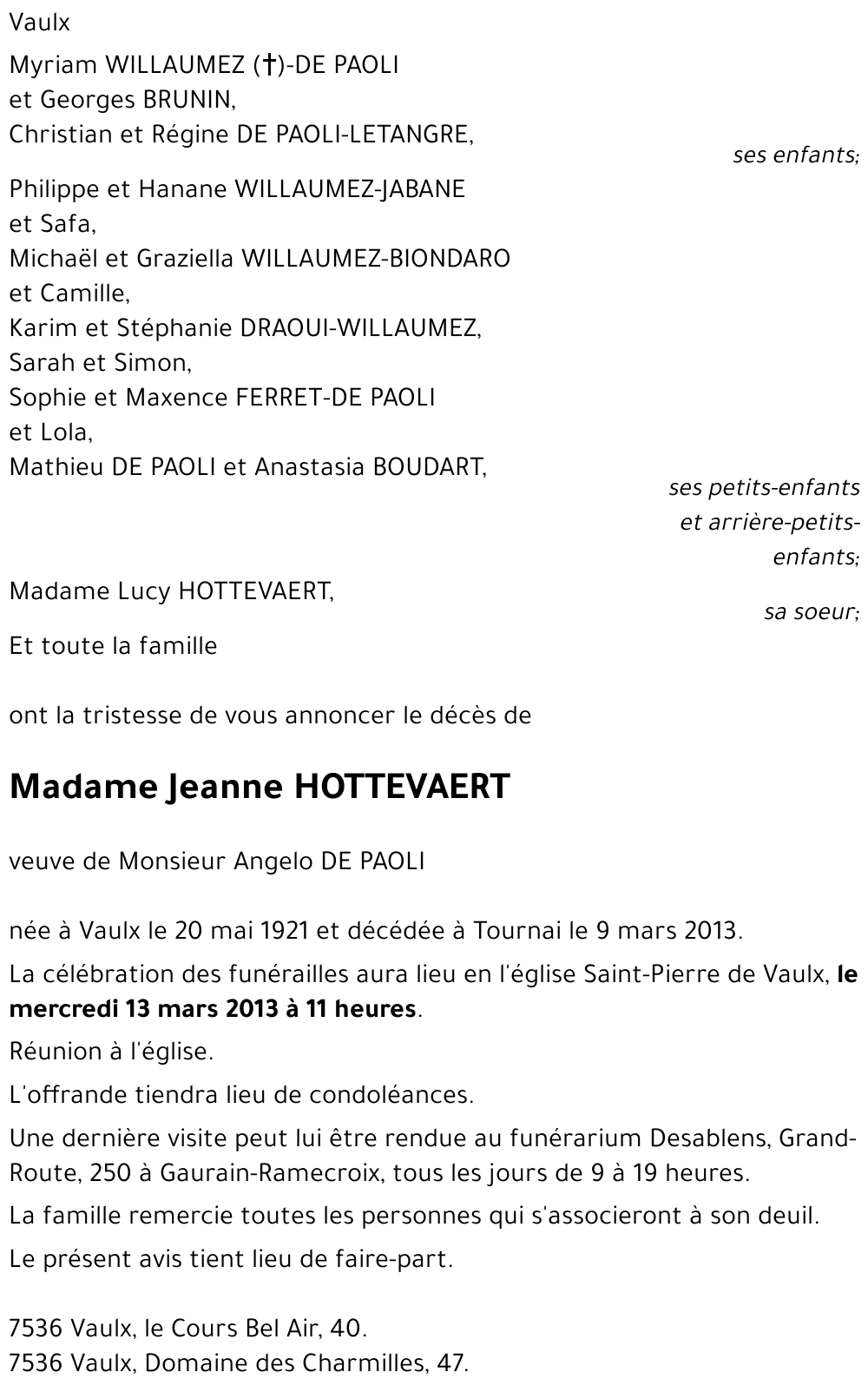Jeanne HOTTEVAERT