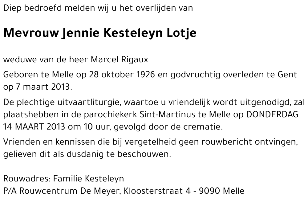 Jennie Kesteleyn