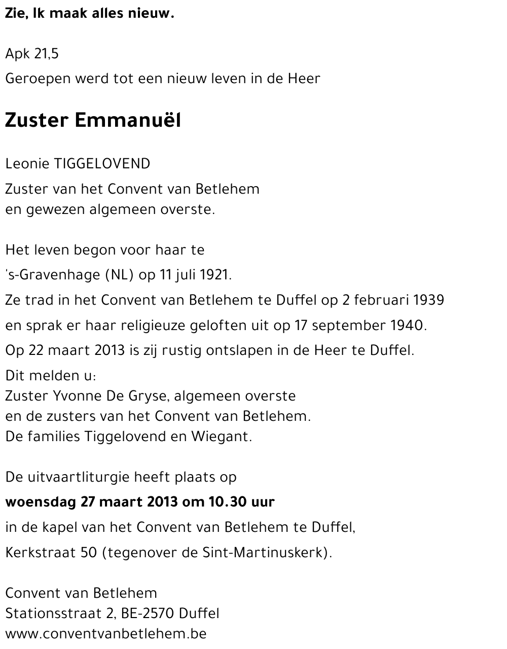 Leonie TIGGELOVEND