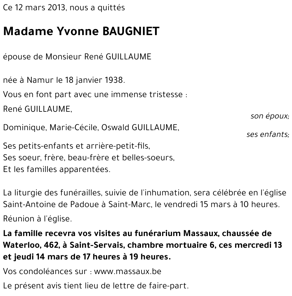 Yvonne BAUGNIET