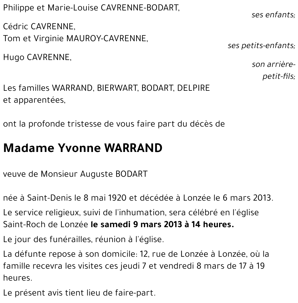 Yvonne WARRAND