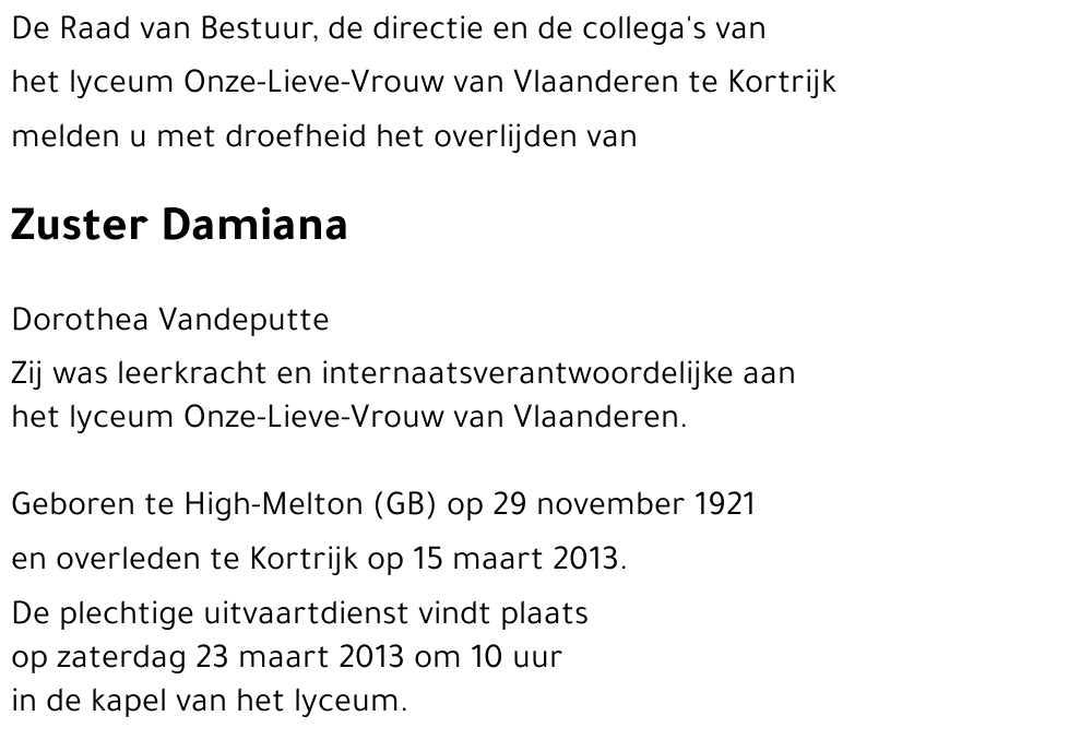 Zuster Damiana