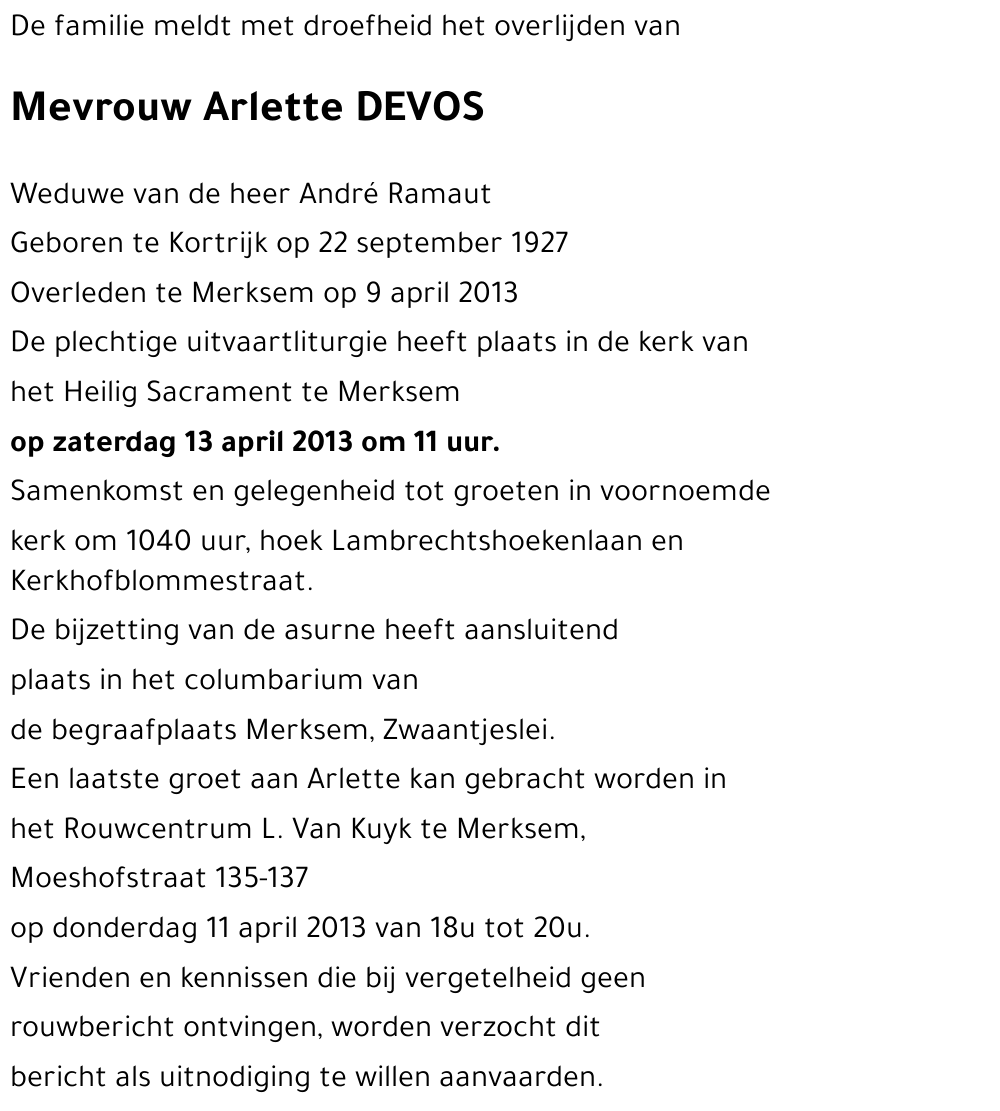 Arlette DEVOS