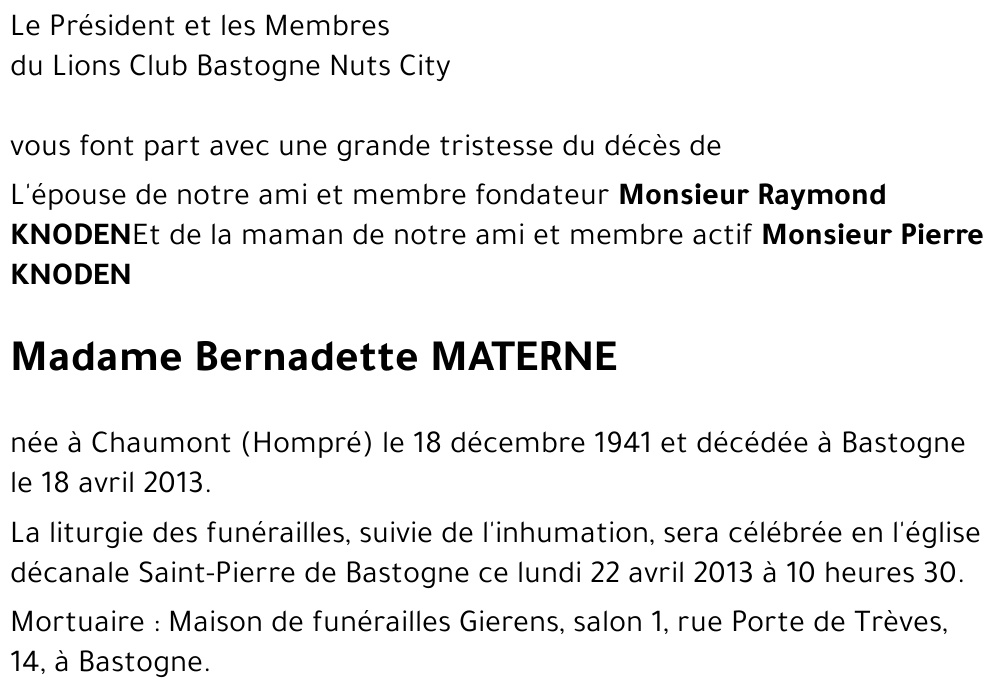 Bernadette MATERNE
