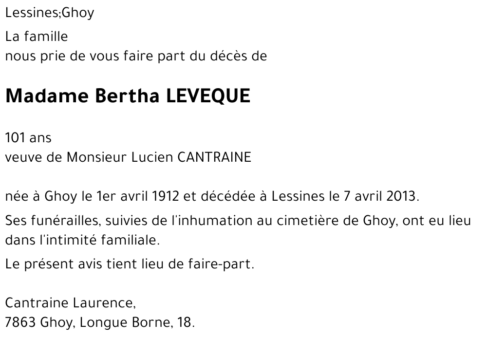 Bertha LEVEQUE