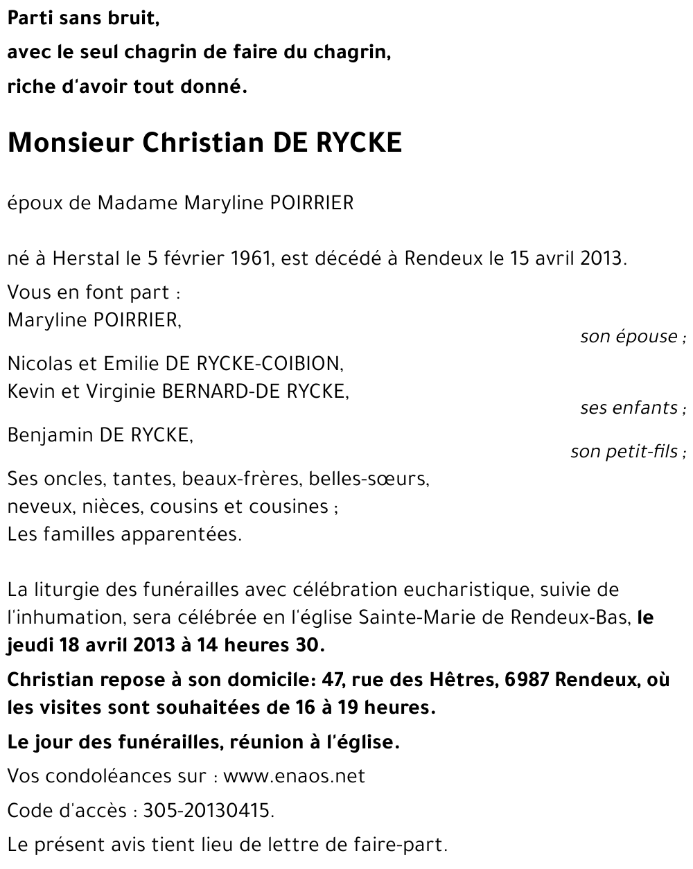 Christian DE RYCKE