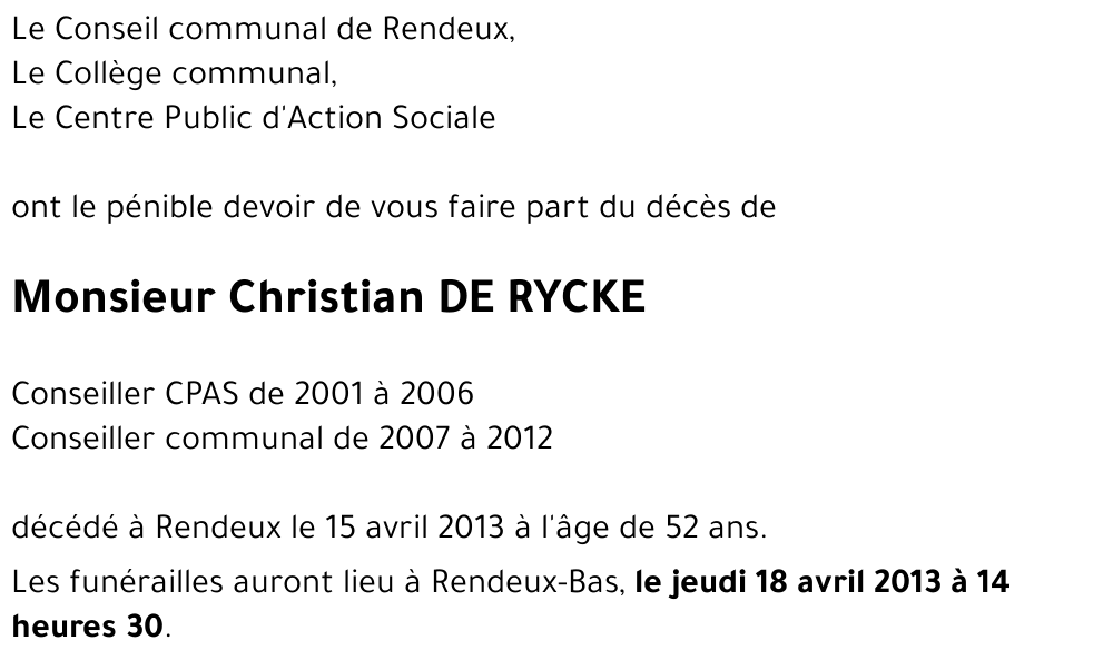 Christian DE RYCKE