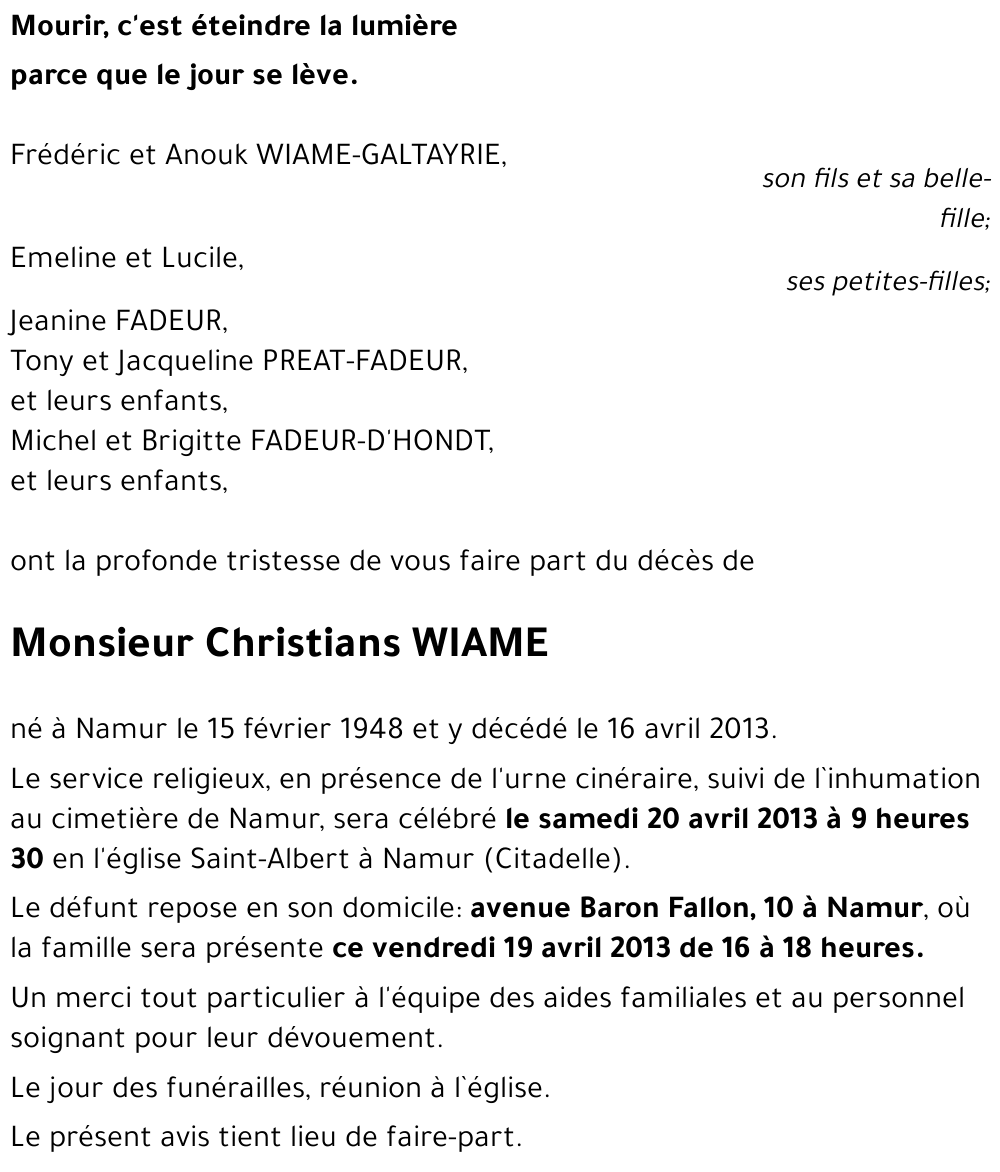 Christians WIAME
