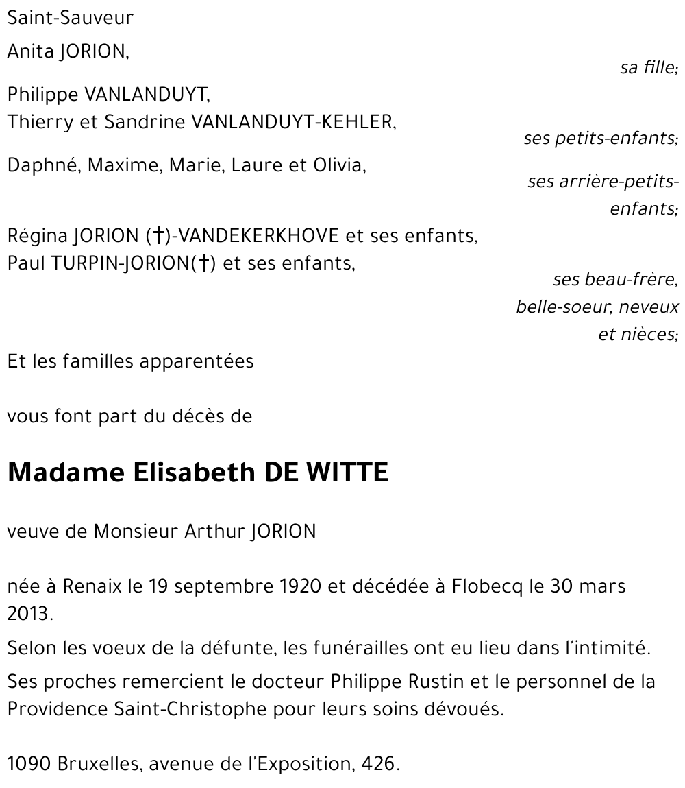 Elisabeth DE WITTE