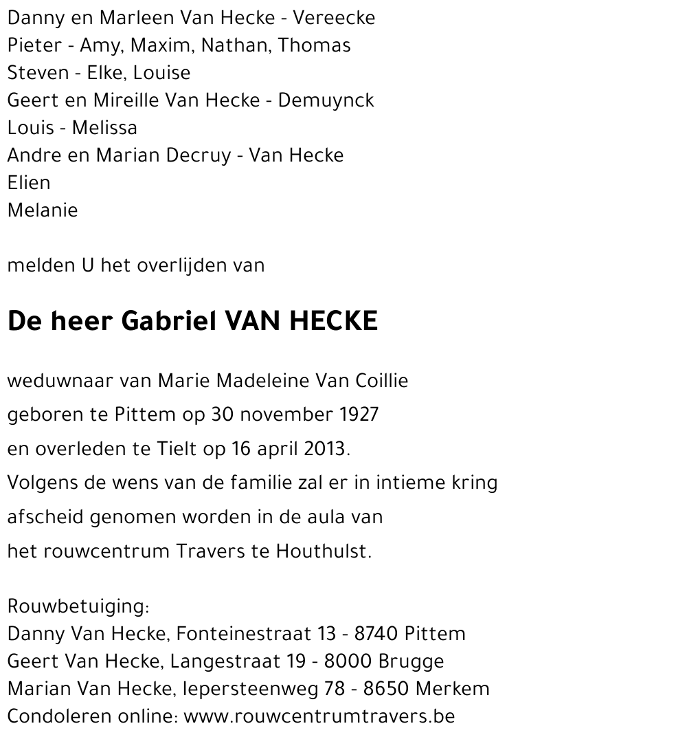 Gabriel VAN HECKE