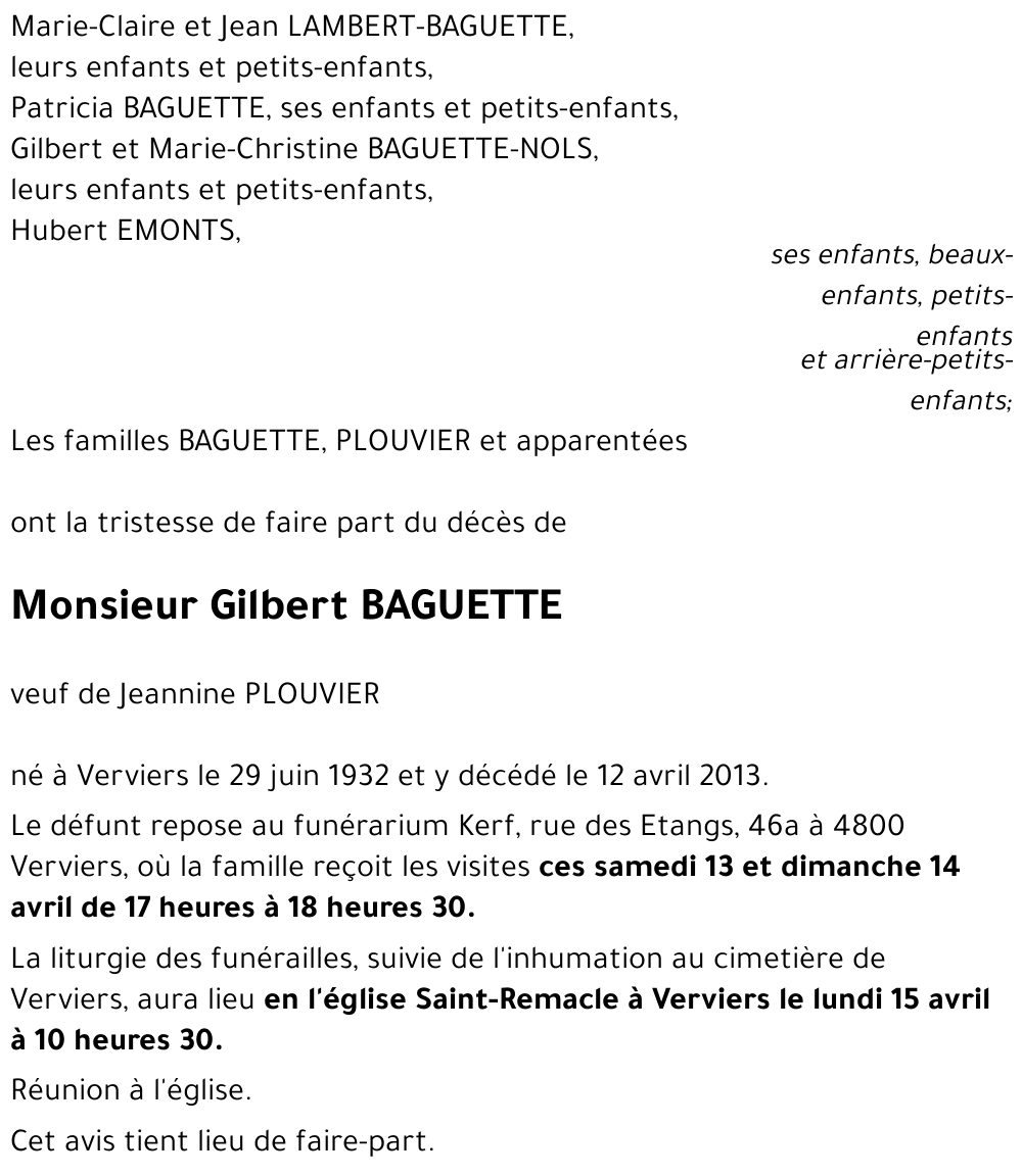 Gilbert BAGUETTE