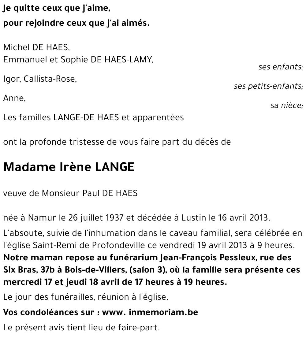 Irène LANGE