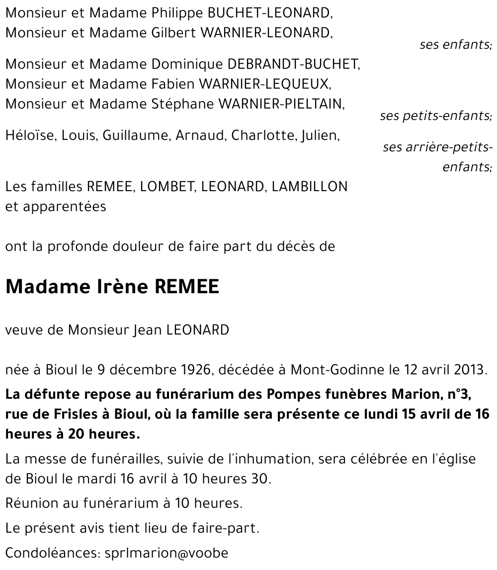Irène REMEE