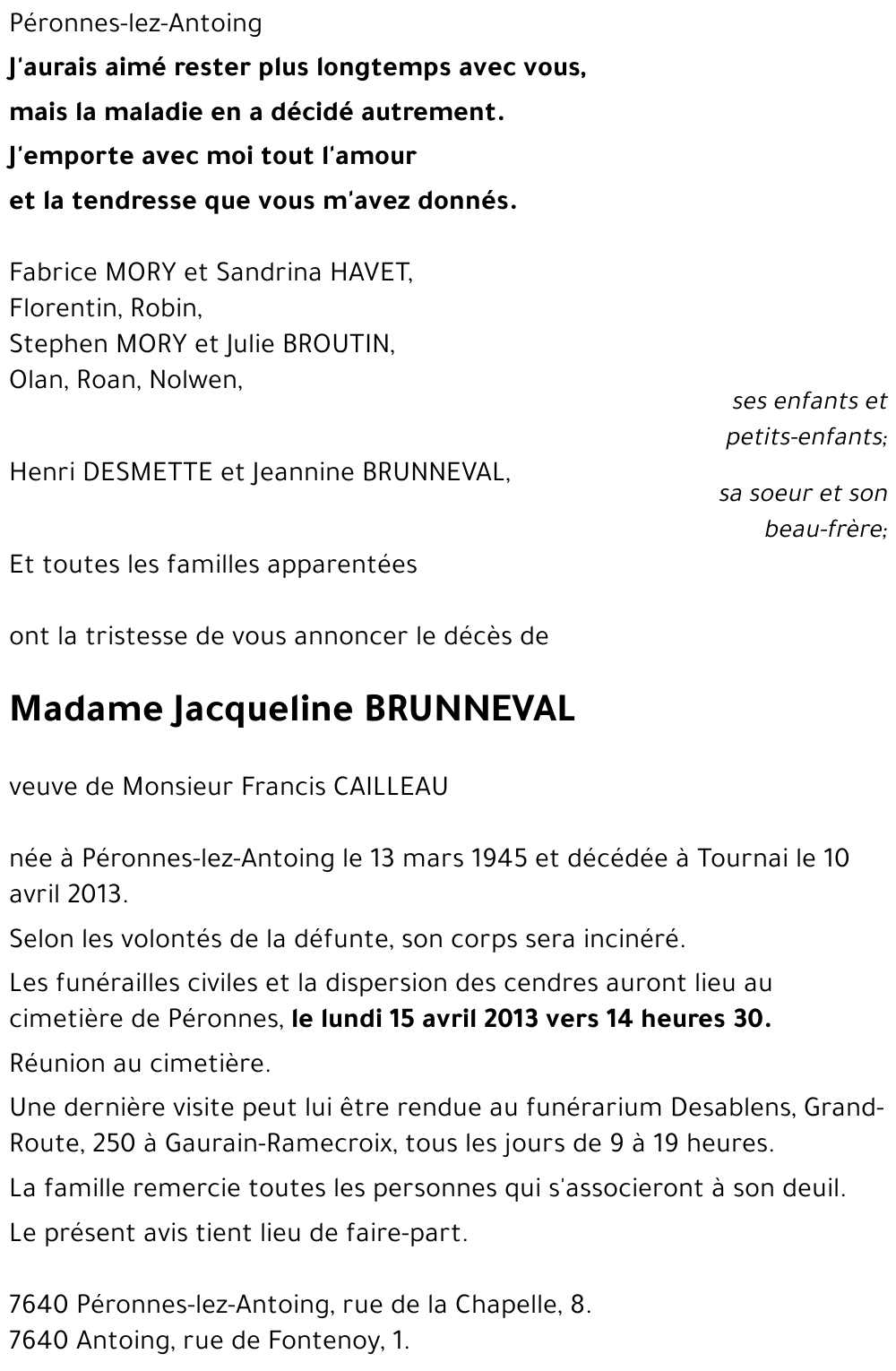 Jacqueline BRUNNEVAL