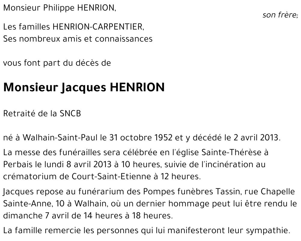 Jacques HENRION