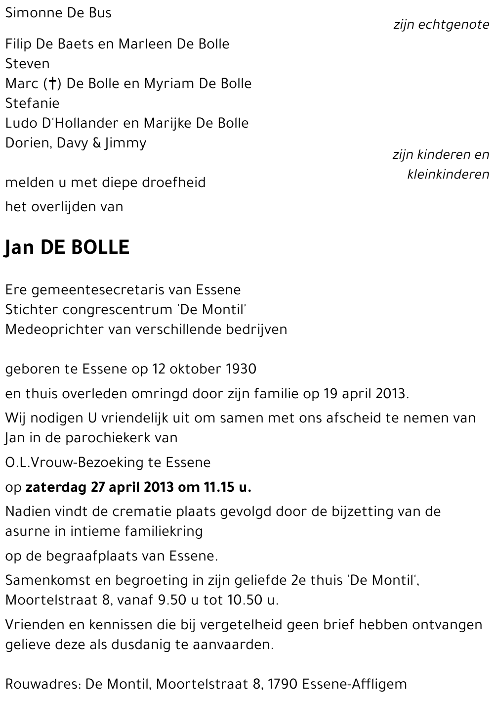 Jan DE BOLLE