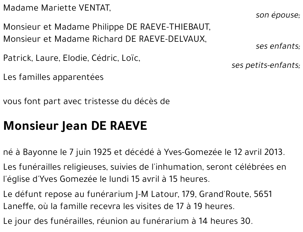 Jean DE RAEVE