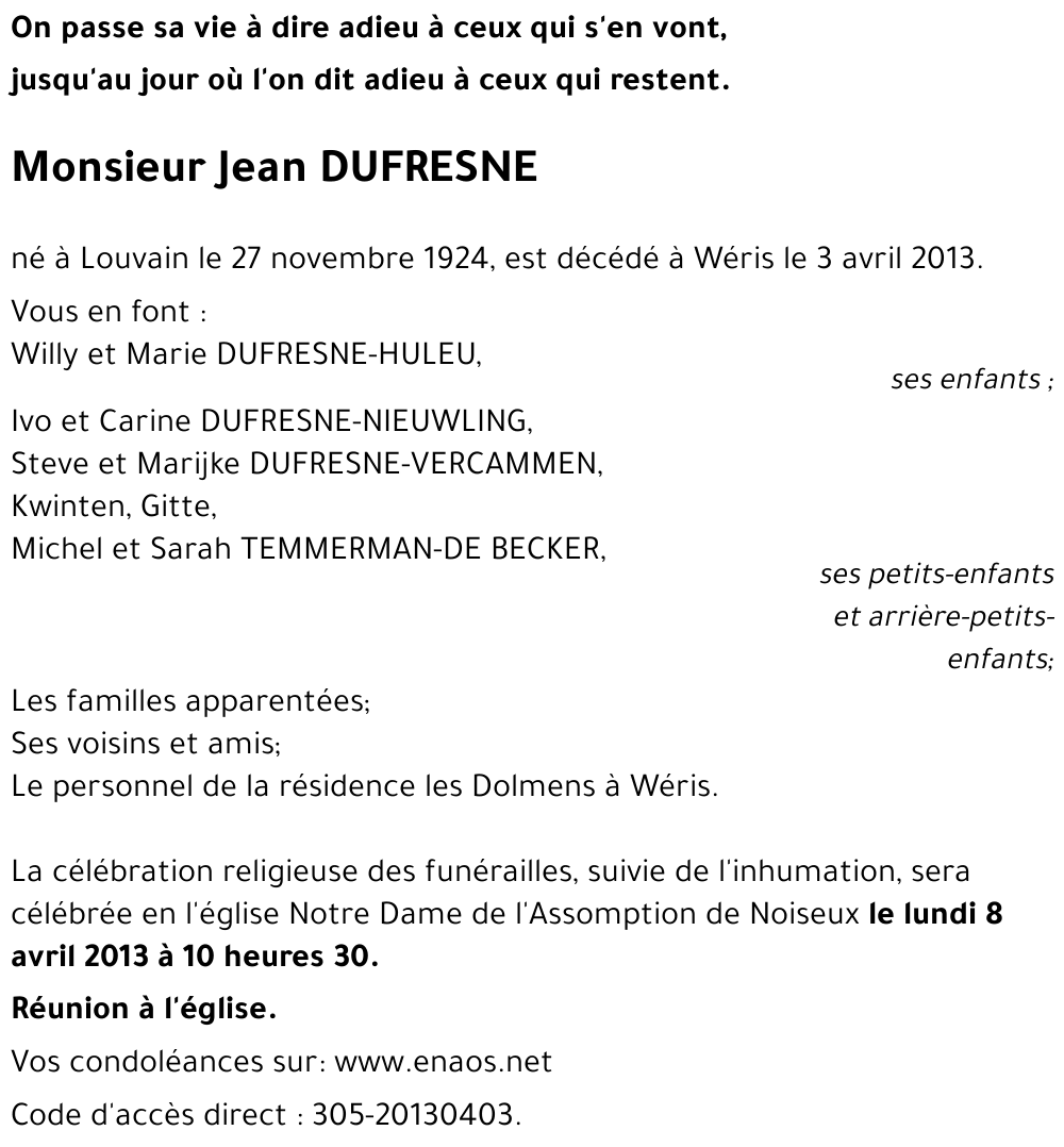 Jean DUFRESNE