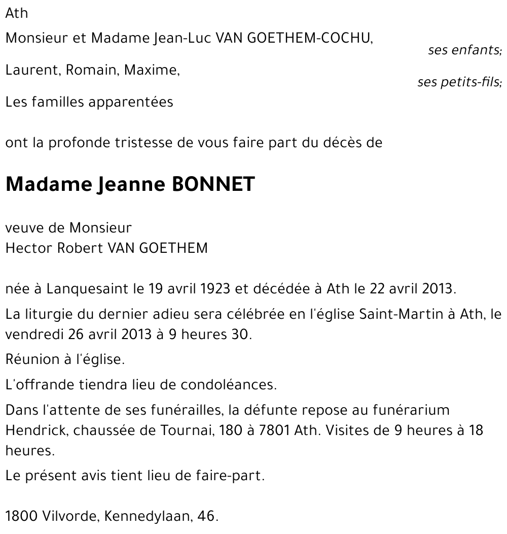 Jeanne BONNET