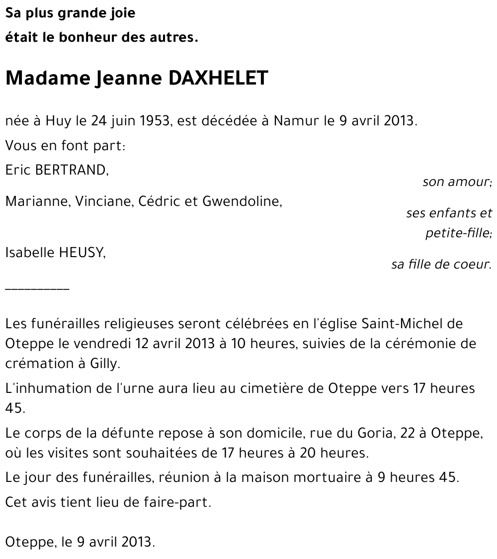 Jeanne DAXHELET